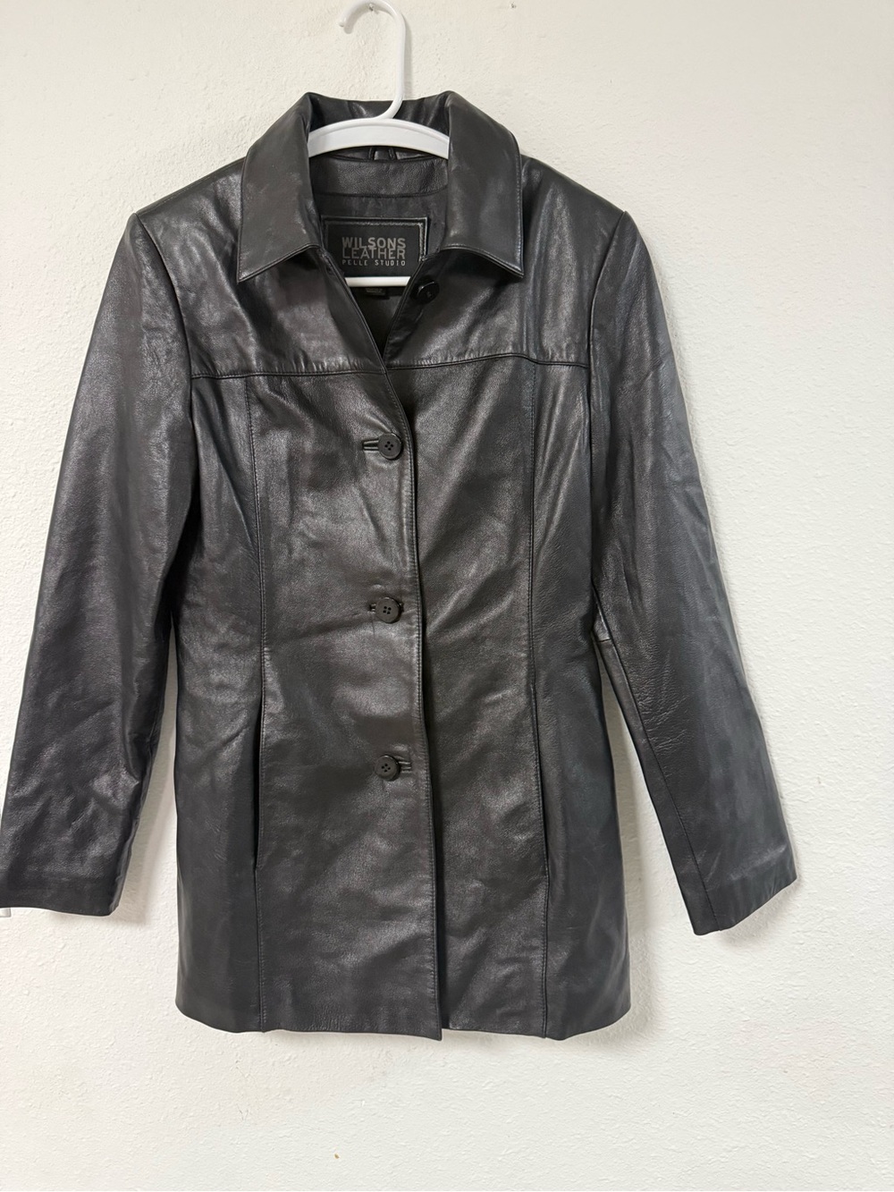 Wilsons Leather Women's Black Leather Button-Front Coat Small